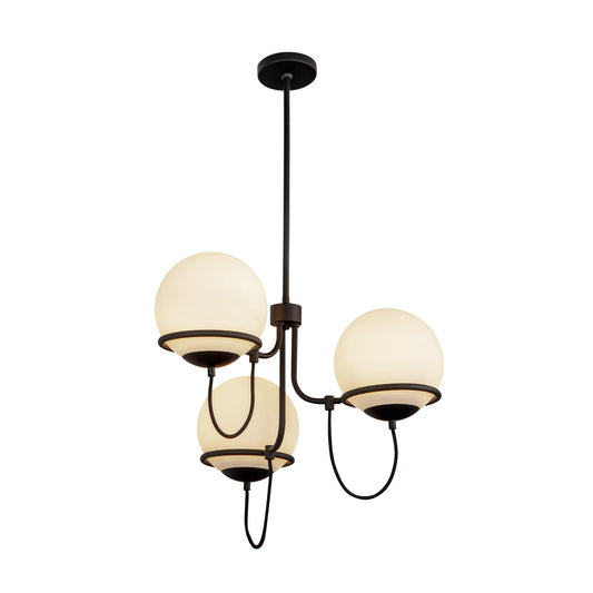 Alba 23-in Matte Black/Opal Glass 3 Lights Chandelier by Alora Lighting | CH458323MBOP | Alora Lighting