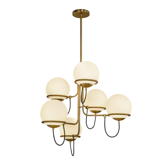 Alba 32-in Aged Brass/Opal Glass 6 Lights Chandelier by Alora Lighting | CH458632AGOP | Alora Lighting