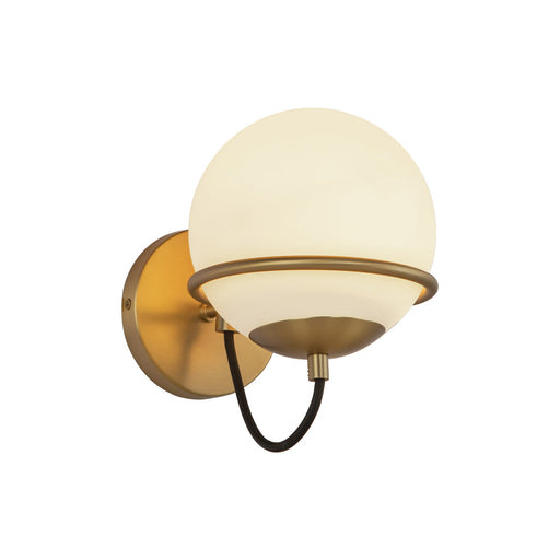 Alba 7-in Aged Brass/Opal Glass 1 Light Wall Vanity by Alora Lighting | WV458107AGOP | Alora Lighting