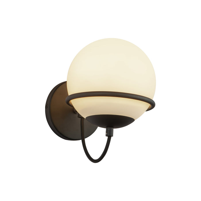 Alba 7-in Matte Black/Opal Glass 1 Light Wall Vanity by Alora Lighting | WV458107MBOP | Alora Lighting