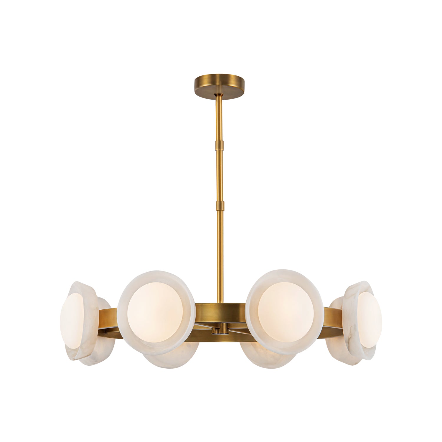Alonso 37-in Vintage Brass/Alabaster LED Chandelier by Alora Lighting | CH320837VBAR-UNV | Alora Lighting