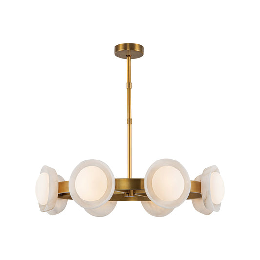 Alonso 37-in Vintage Brass/Alabaster LED Chandelier by Alora Lighting | CH320837VBAR-UNV | Alora Lighting