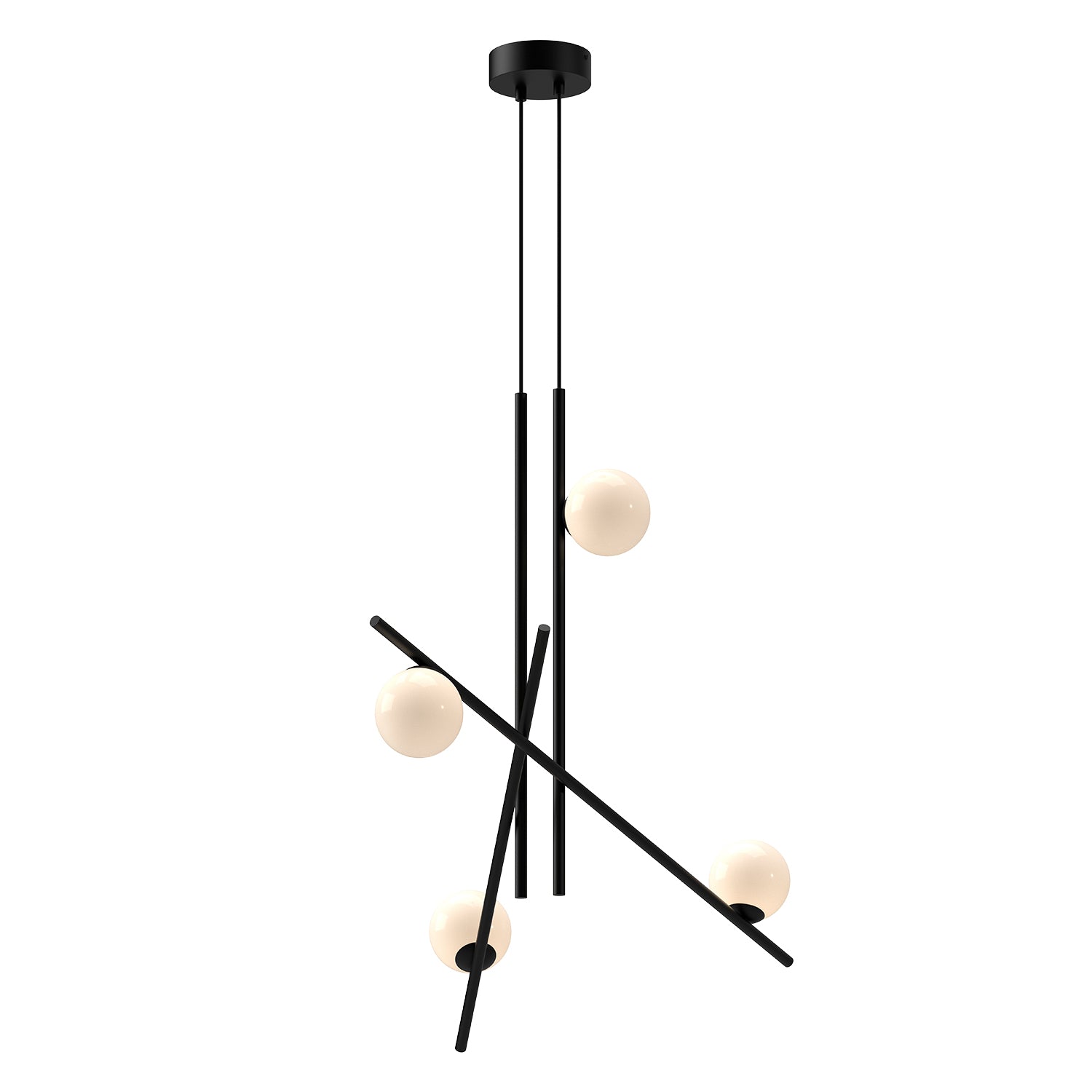 Amara LED Chandelier in Black/Glossy Opal Glass Finish | Kuzco Lighting