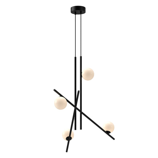 Amara LED Chandelier in Black/Glossy Opal Glass Finish | Kuzco Lighting