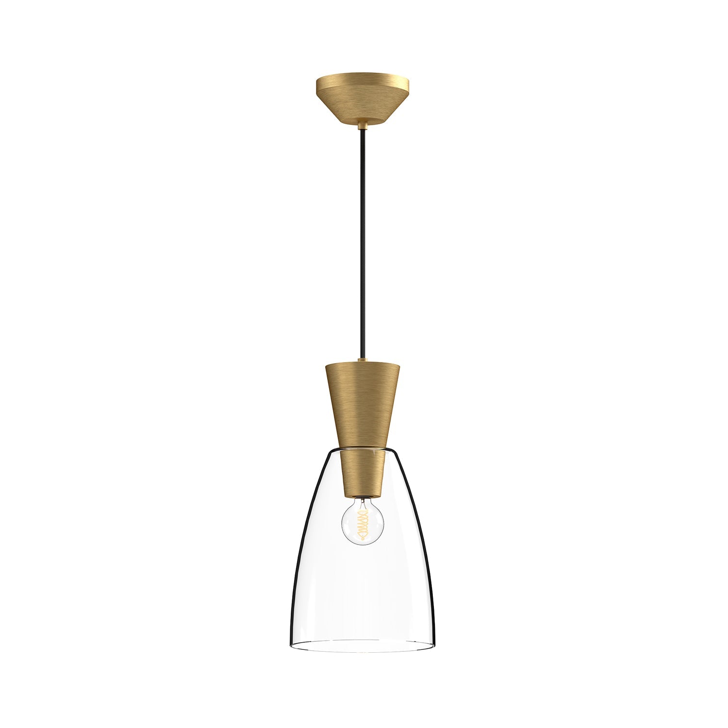 Arlo 7-in Brushed Gold/Clear Glass 1 Light Pendant by Alora Lighting | PD534007BGCL | Alora Lighting