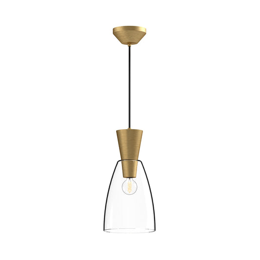 Arlo 7-in Brushed Gold/Clear Glass 1 Light Pendant by Alora Lighting | PD534007BGCL | Alora Lighting