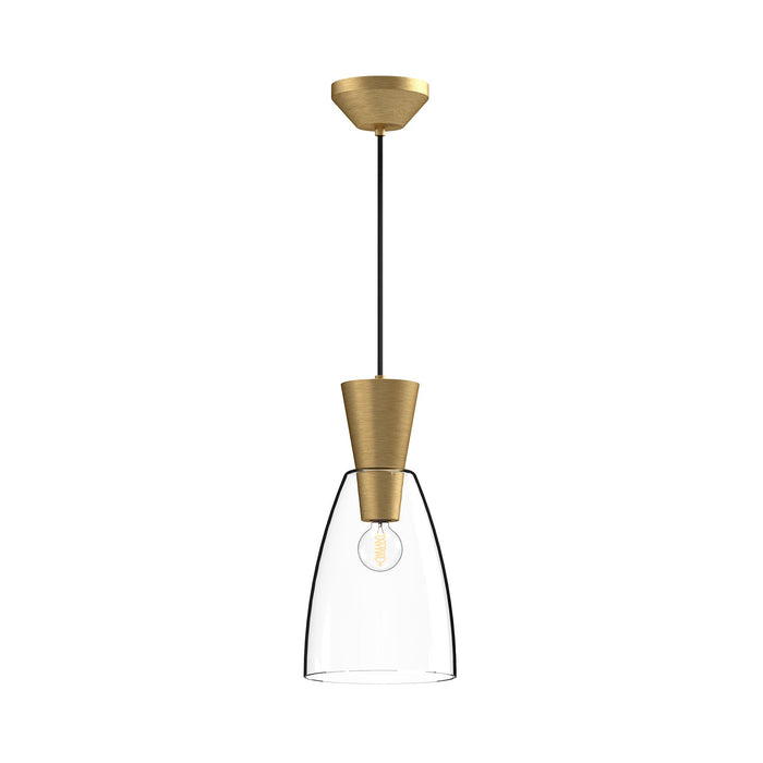 Arlo 7-in Brushed Gold/Clear Glass 1 Light Pendant by Alora Lighting | PD534007BGCL | Alora Lighting