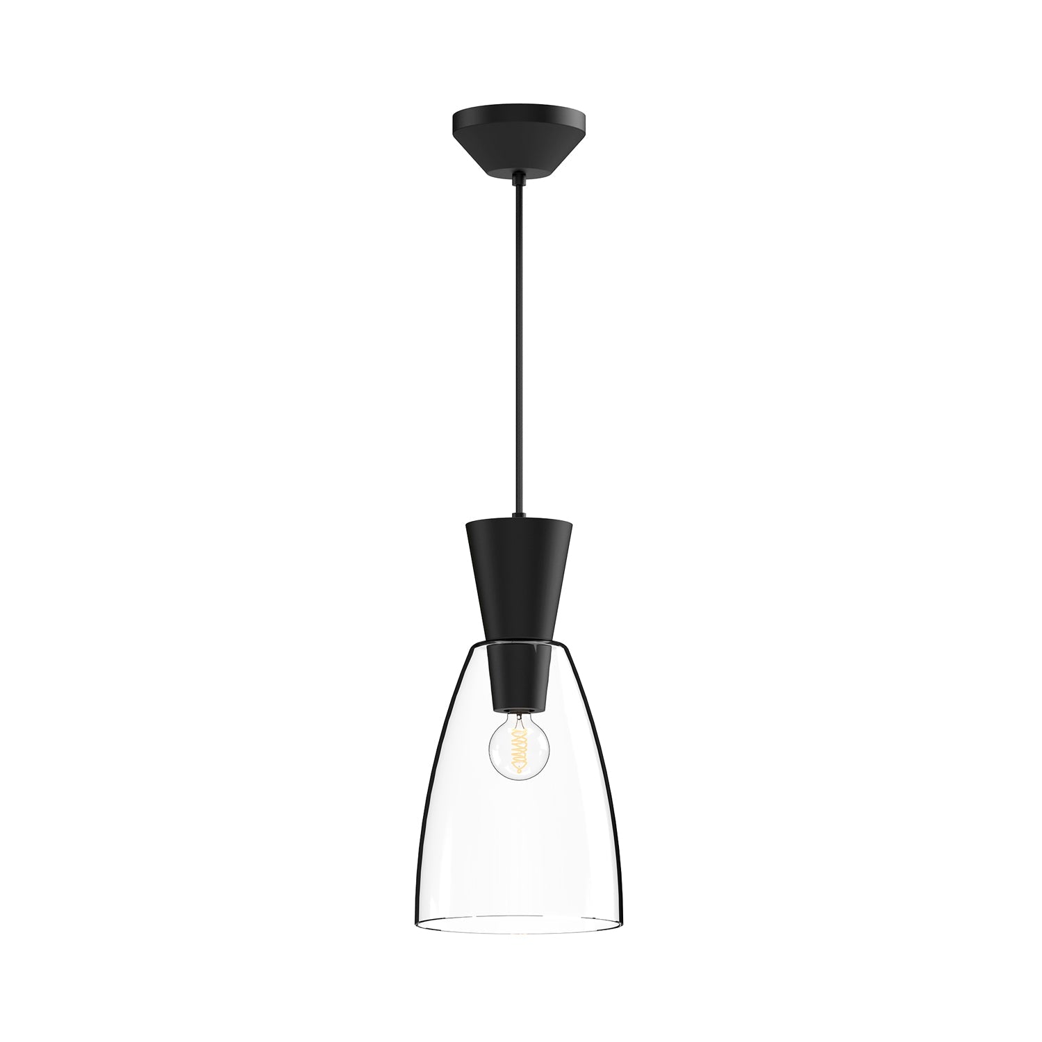 Arlo 7-in Clear Glass/Matte Black 1 Light Pendant by Alora Lighting | PD534007MBCL | Alora Lighting