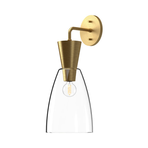 Arlo 7-in Brushed Gold/Clear Glass 1 Light Wall/Vanity by Alora Lighting | WV534007BGCL | Alora Lighting