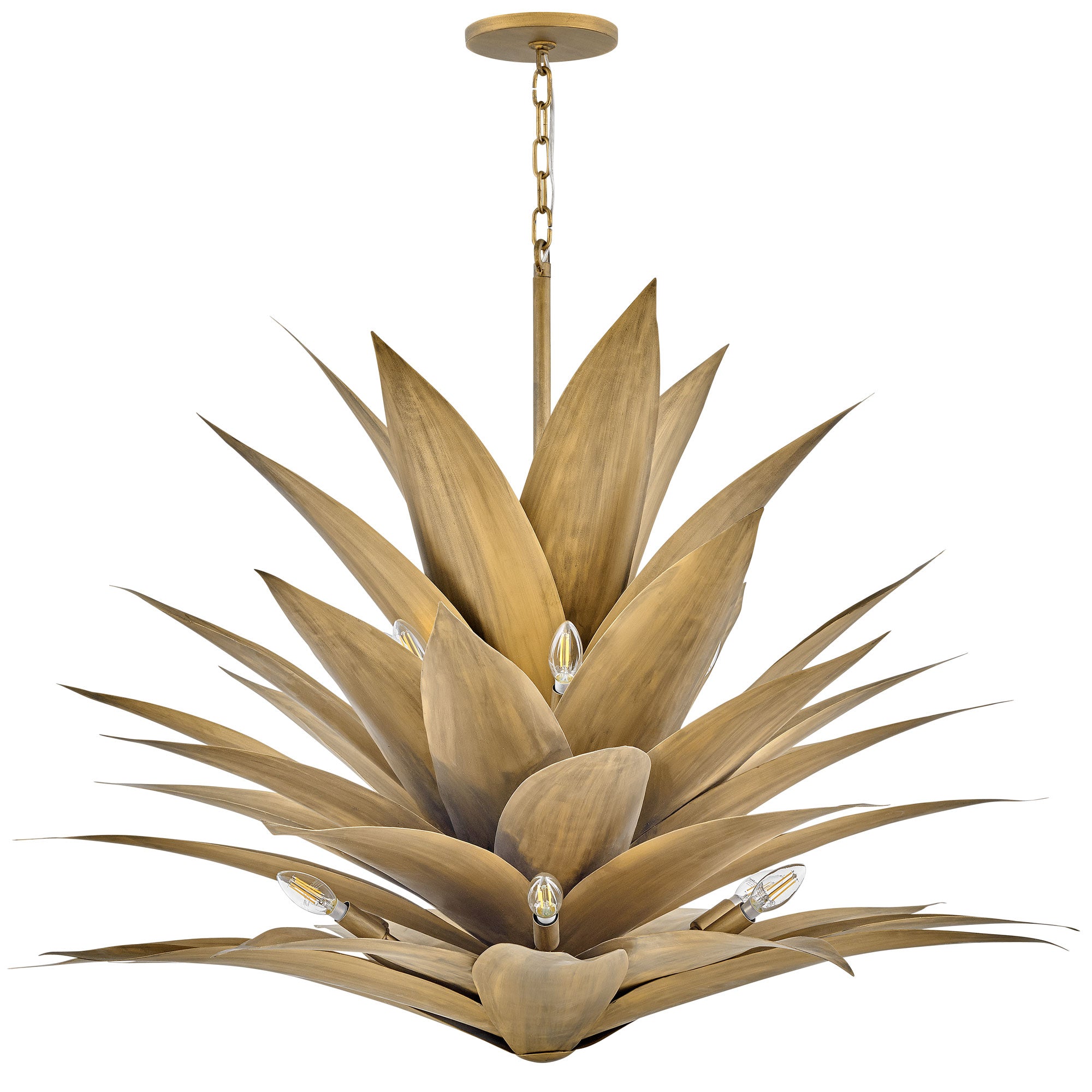 Agave Large Chandelier - Burnished Gold