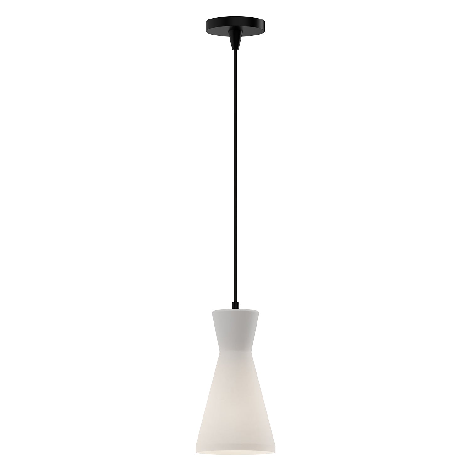 Betty 6-in Matte Black/Opal Glass 1 Light Pendant by Alora Lighting | PD473706MBOP | Alora Lighting