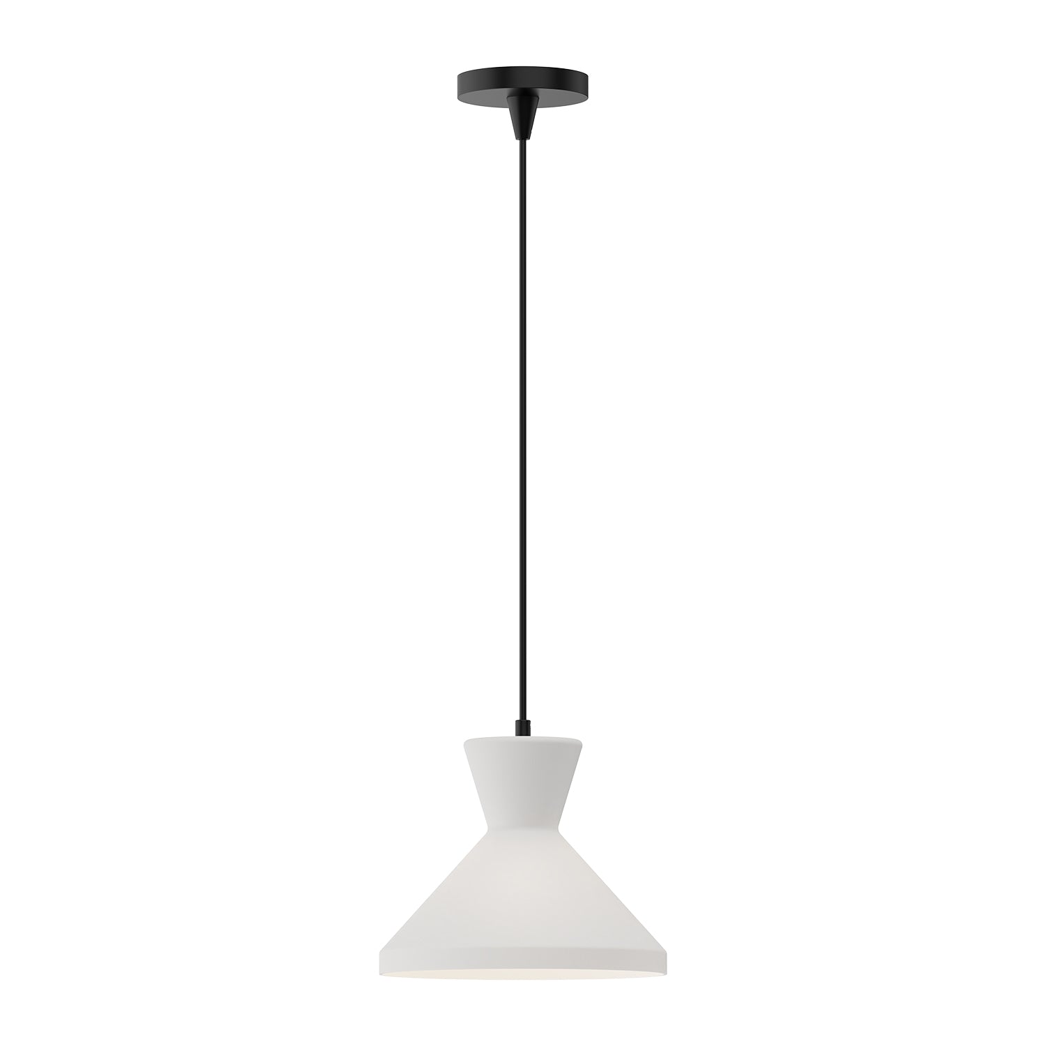 Betty 10-in Matte Black/Opal Glass 1 Light Pendant by Alora Lighting | PD473710MBOP | Alora Lighting