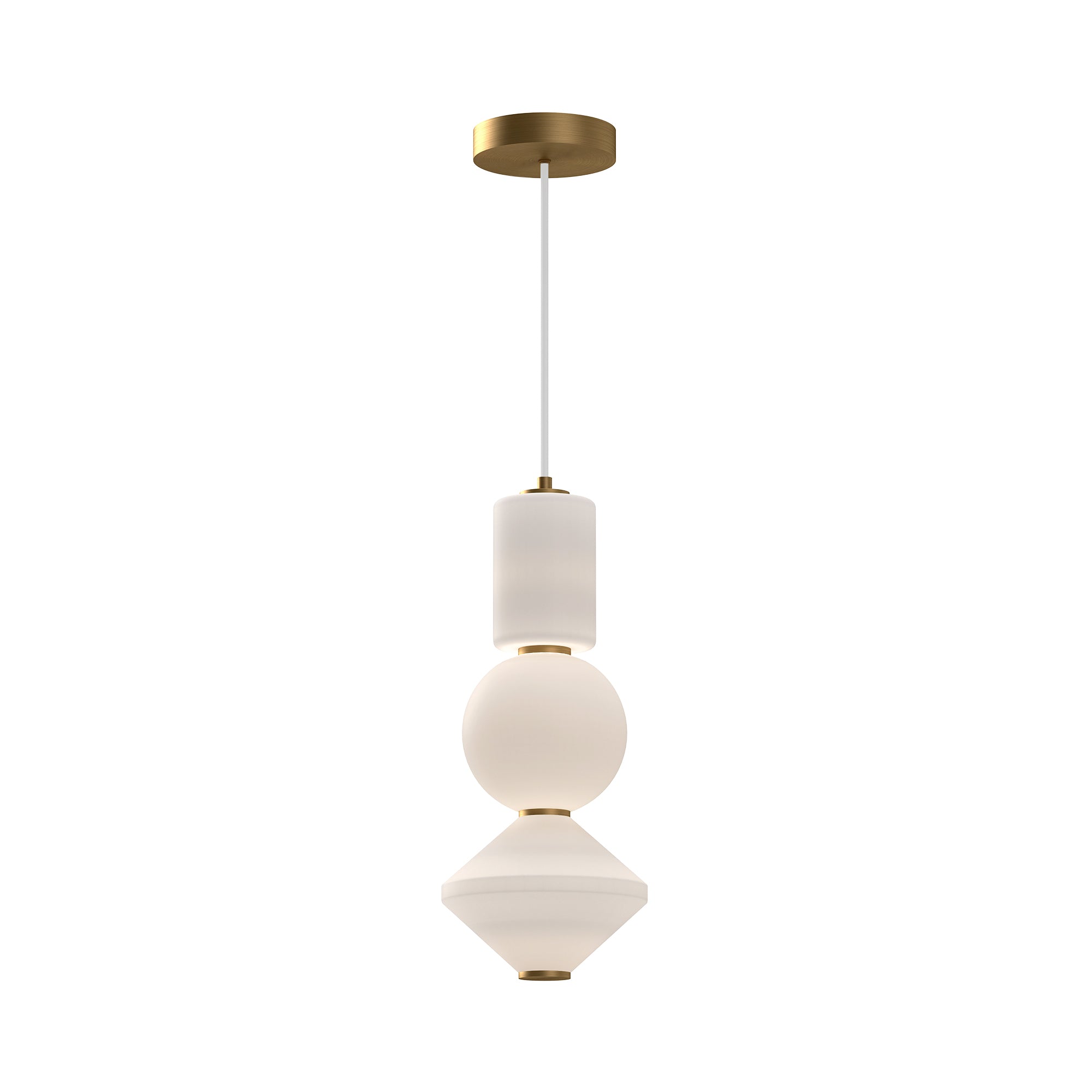Bijou 8-in Aged Gold/Opal Matte Glass LED Pendant by Alora Lighting | PD530341AGOP-UNV | Alora Lighting