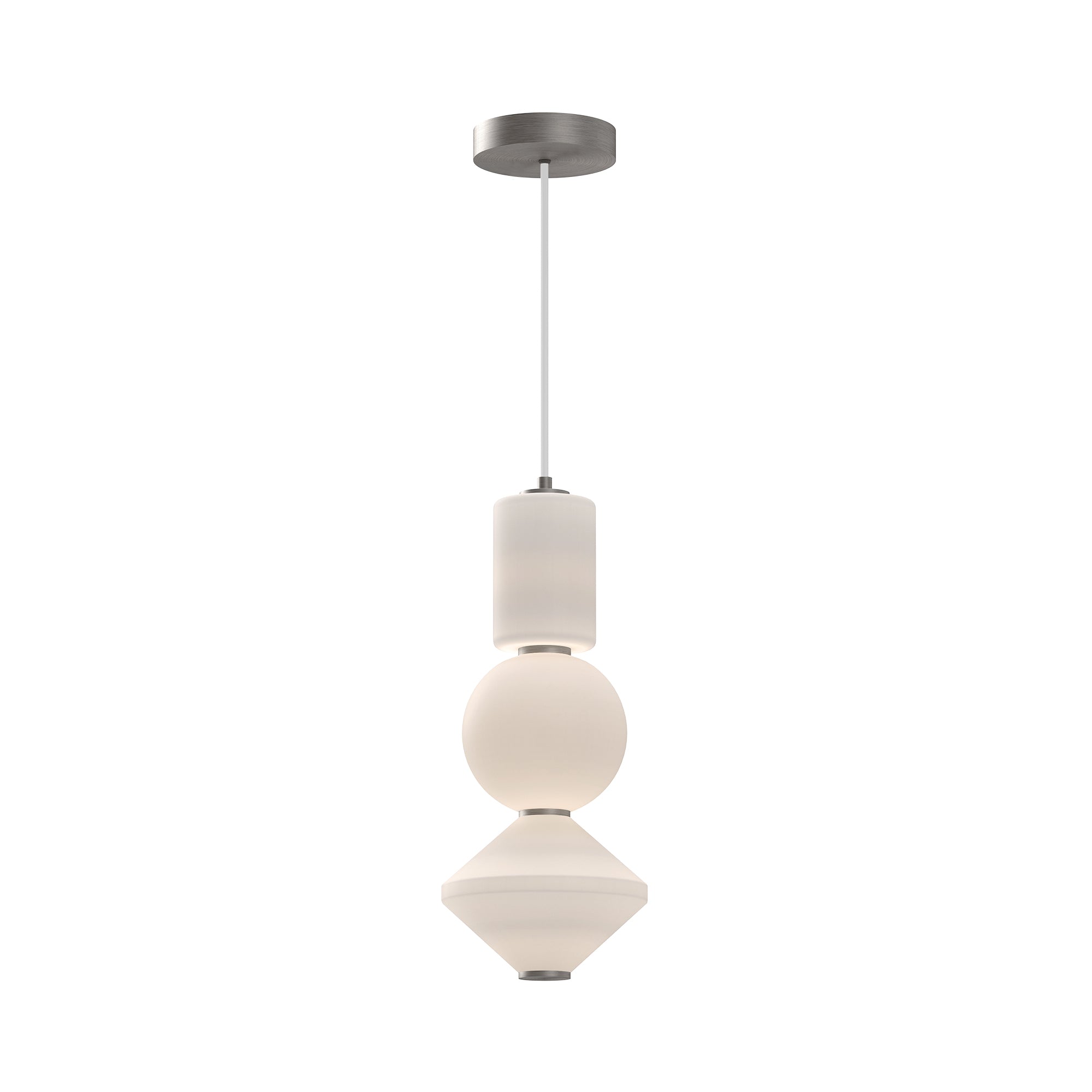 Bijou 8-in Brushed Nickel/Opal Matte Glass LED Pendant by Alora Lighting | PD530341BNOP-UNV | Alora Lighting