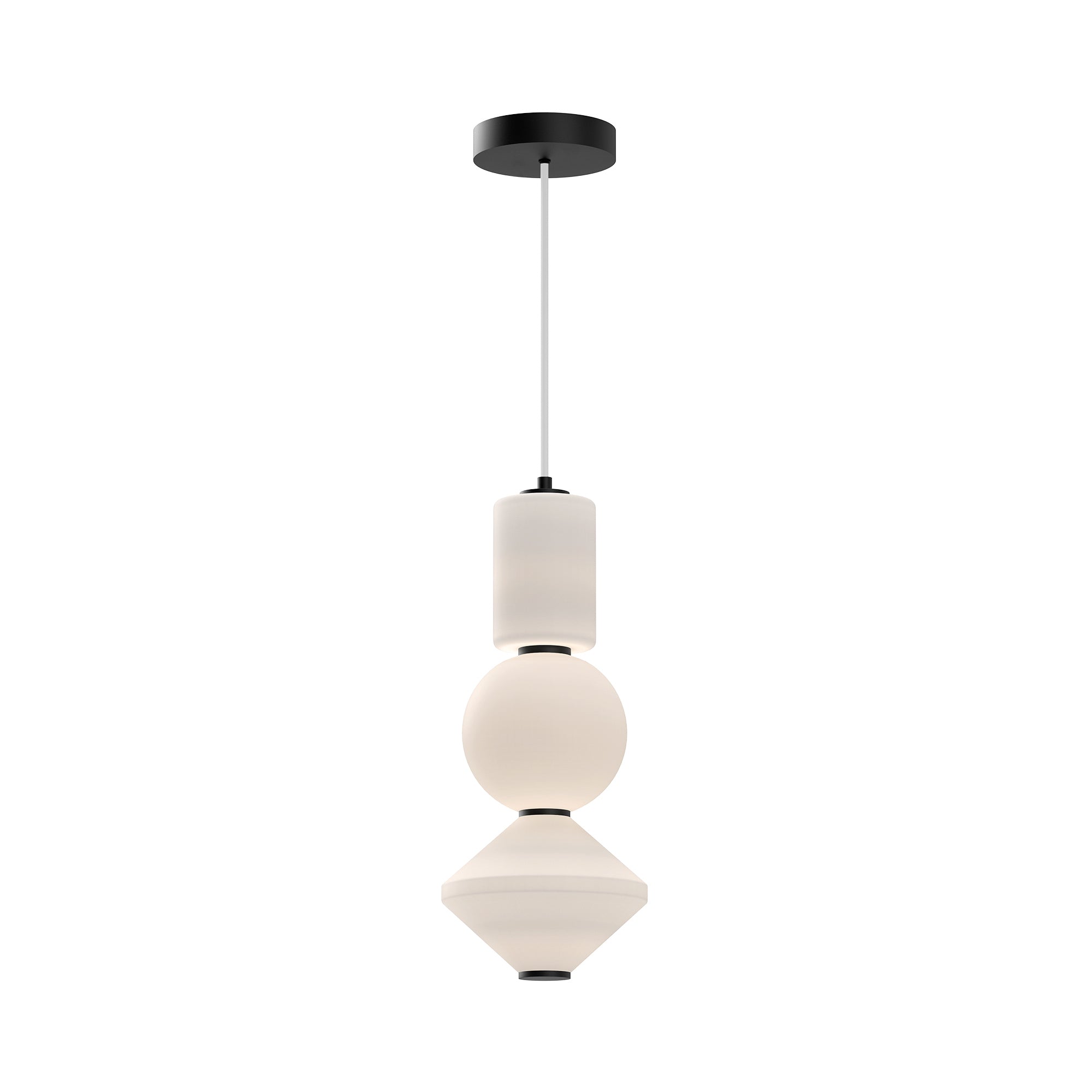 Bijou 8-in Matte Black/Opal Matte Glass LED Pendant by Alora Lighting | PD530341MBOP-UNV | Alora Lighting