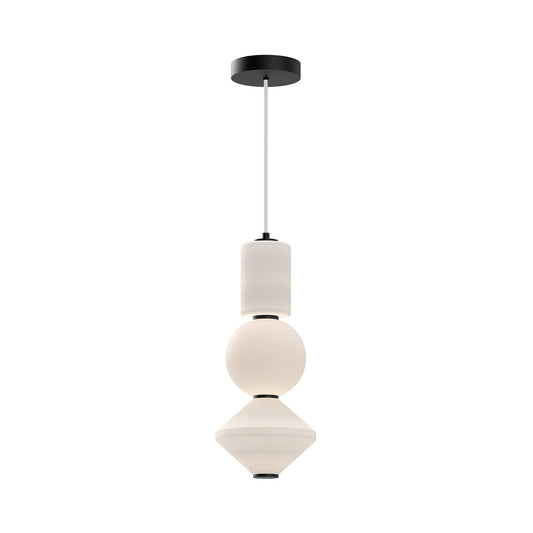 Bijou 8-in Matte Black/Opal Matte Glass LED Pendant by Alora Lighting | PD530341MBOP-UNV | Alora Lighting