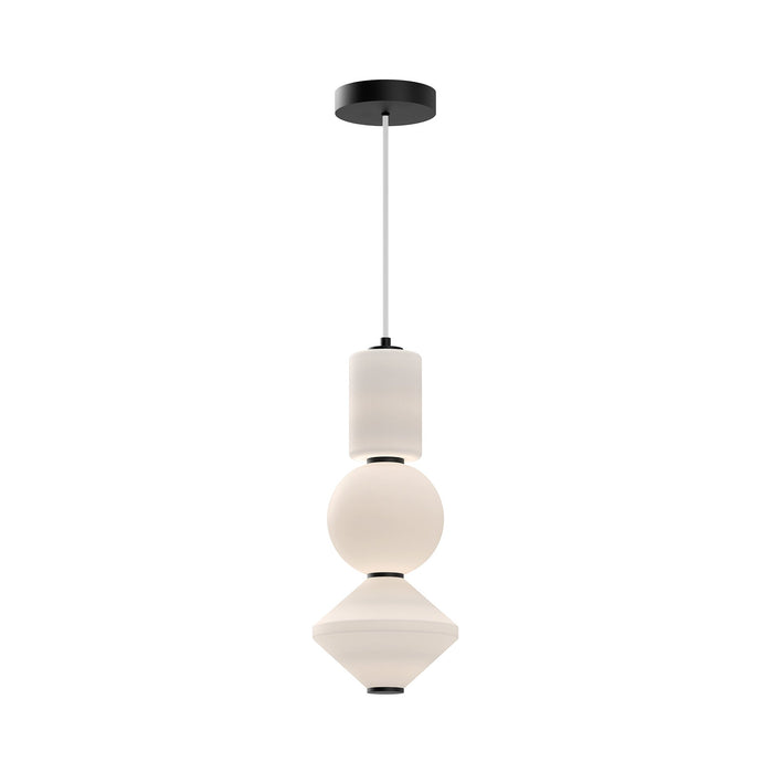 Bijou 8-in Matte Black/Opal Matte Glass LED Pendant by Alora Lighting | PD530341MBOP-UNV | Alora Lighting