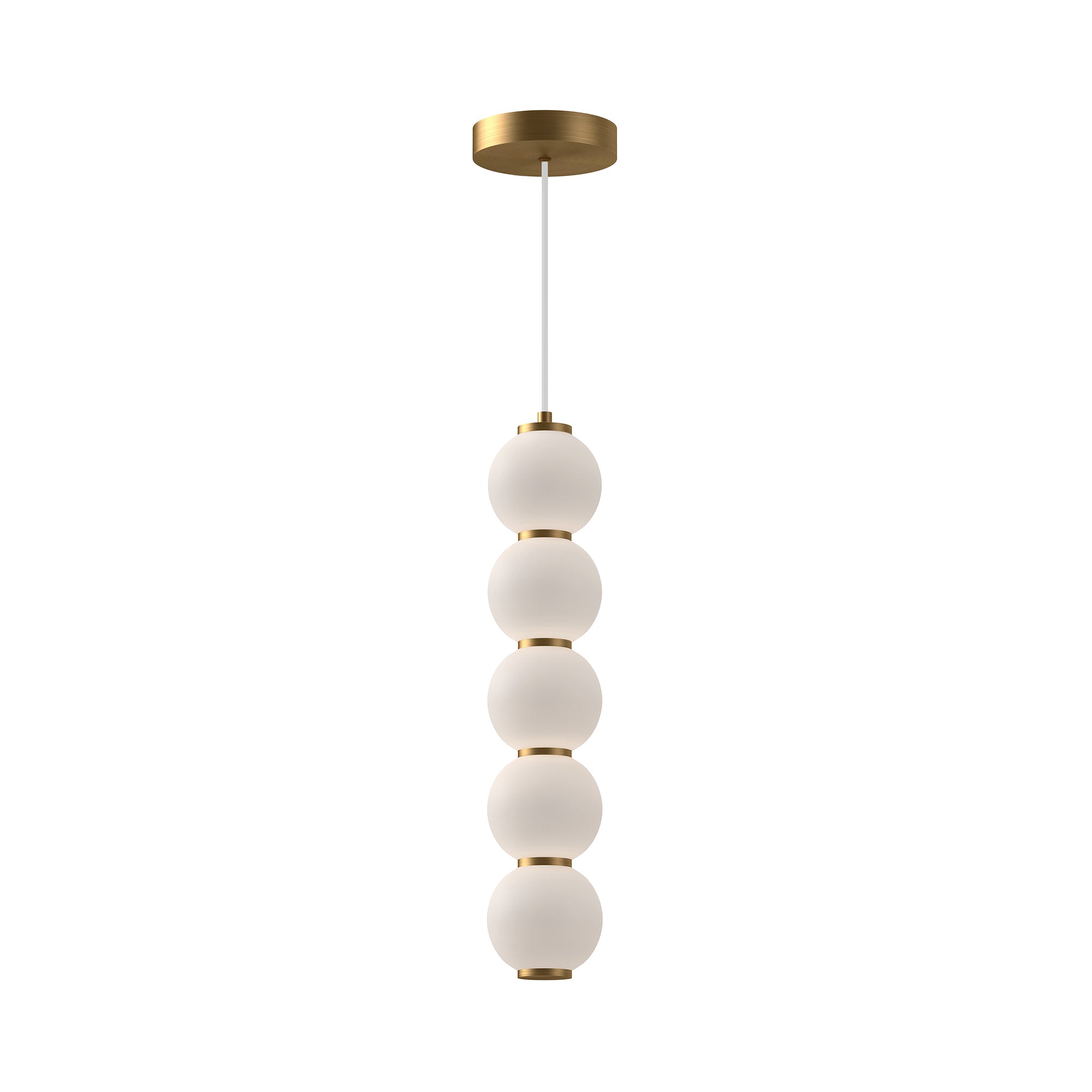 Bijou 5-in Aged Gold/Opal Matte Glass LED Pendant by Alora Lighting | PD531515AGOP-UNV | Alora Lighting