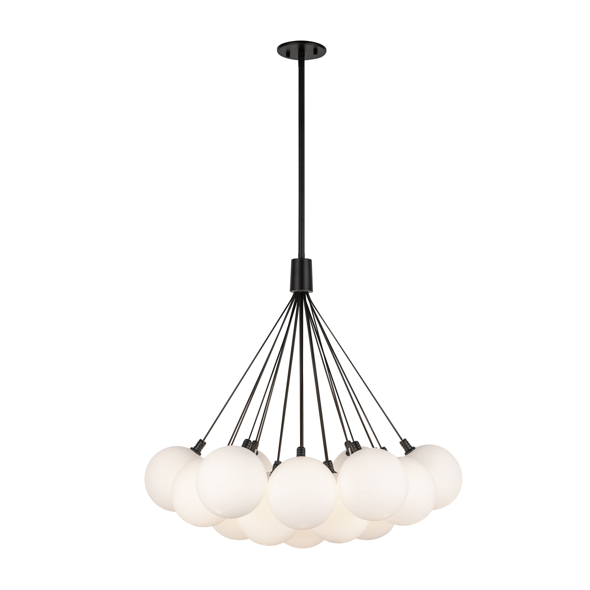 Bolla LED Chandelier in Black/Opal Glass Finish | Kuzco Lighting