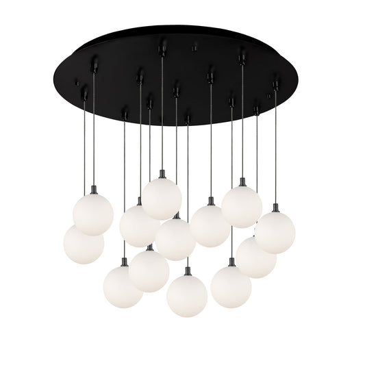 Bolla Pendant in Black/Opal Glass Finish | Kuzco Lighting