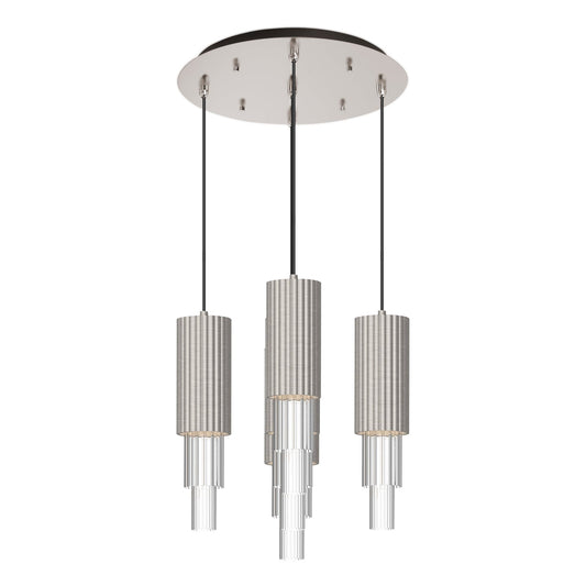 Bordeaux 15-In Brushed Nicket/Clear Ribbed Glass  5-Light Multi Pendant by Alora Lighting | MP502204BNCR-05 | Alora Lighting