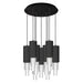 Bordeaux 16-in Matte Black/Clear Ribbed Glass 9-Light Multi Pendant by Alora Lighting | MP502204MBCR-09 | Alora Lighting