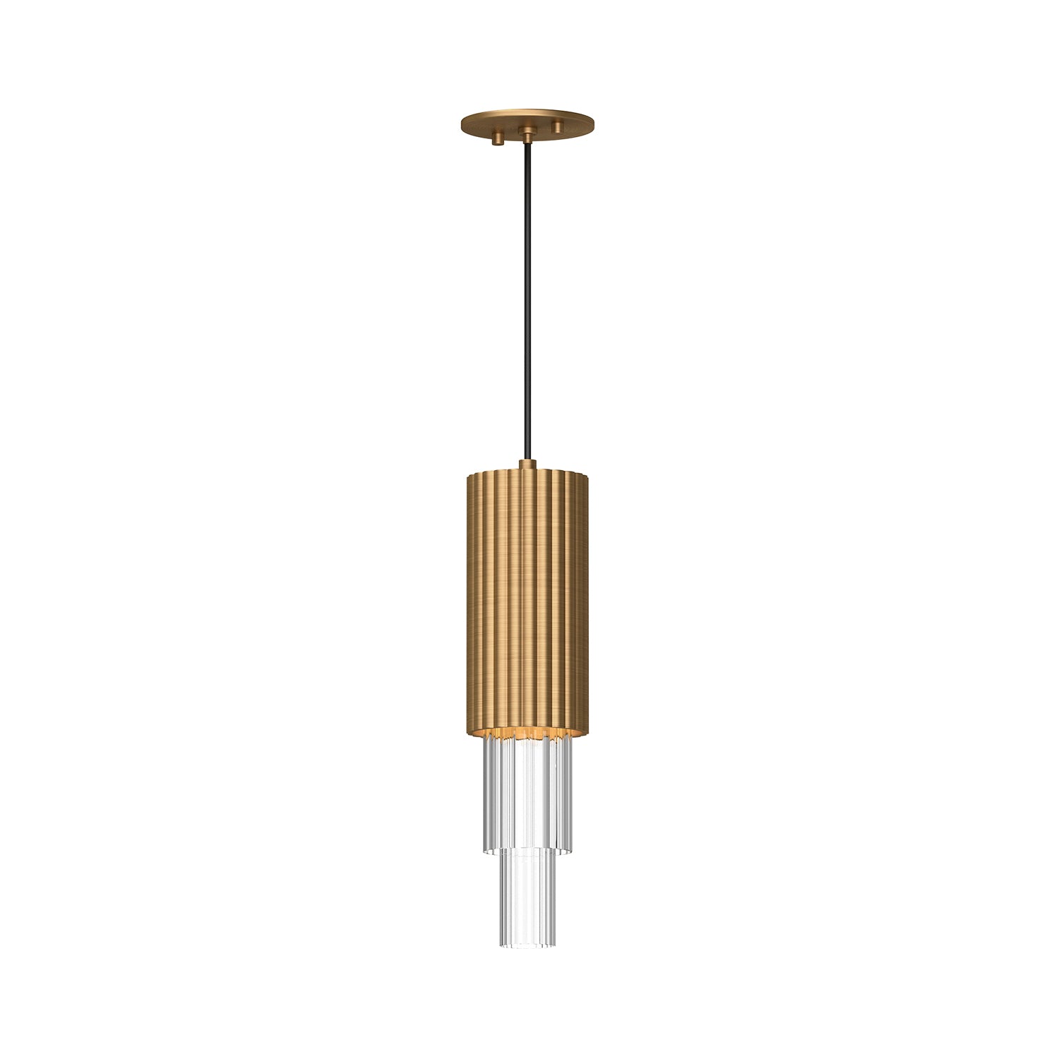 Bordeaux 4-in Aged Gold/Clear Ribbed Glass LED Pendant by Alora Lighting | PD502204AGCR | Alora Lighting