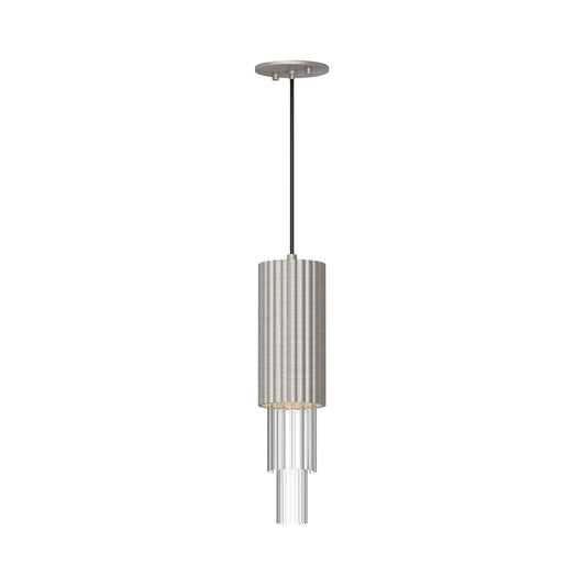 Bordeaux 4-in Brushed Nickel/Clear Ribbed Glass LED Pendant by Alora Lighting | PD502204BNCR | Alora Lighting