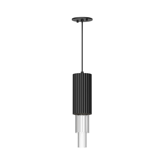 Bordeaux 4-in Clear Ribbed Glass/Matte Black LED Pendant by Alora Lighting | PD502204MBCR | Alora Lighting
