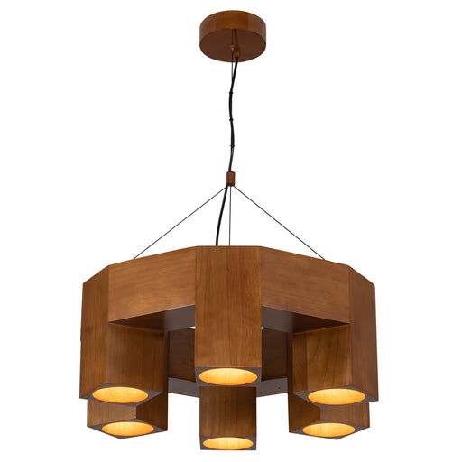 Bosco 25-in Solid Wood Dimmable LED Chandelier with Natural Oak Finish