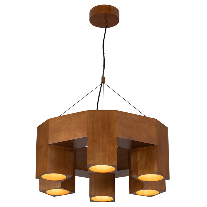 Bosco 25-in Solid Wood Dimmable LED Chandelier with Natural Oak Finish