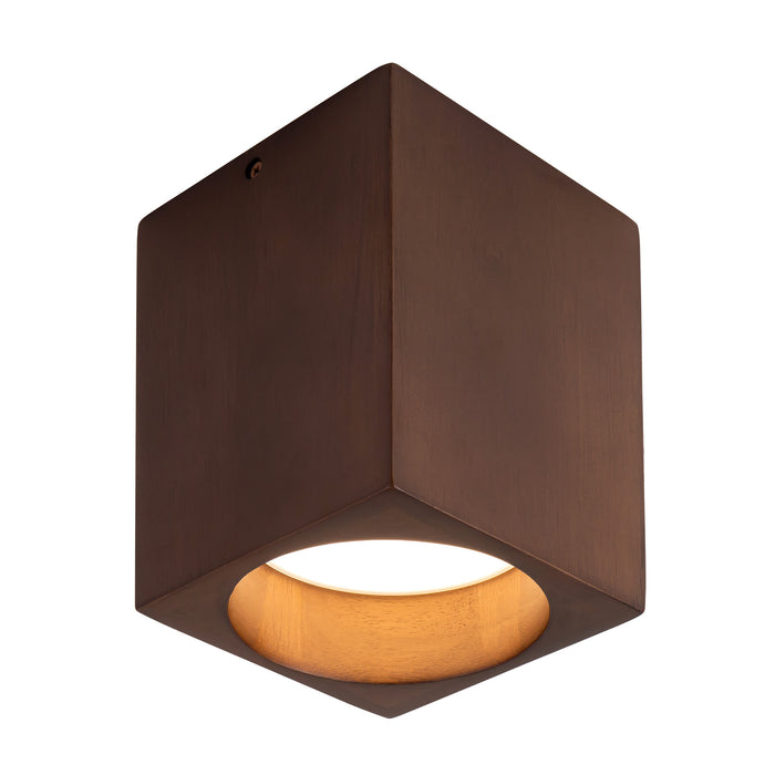 Bosco 5-in (7-in Height) Solid Wood Dimmable LED Flush Mount with Dark Walnut Finish