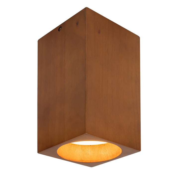 Bosco 5-in (10-in Height) Solid Wood Dimmable LED Flush Mount with Natural Oak Finish