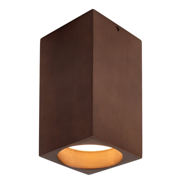 Bosco 5-in (10-in Height) Solid Wood Dimmable LED Flush Mount with Dark Walnut Finish