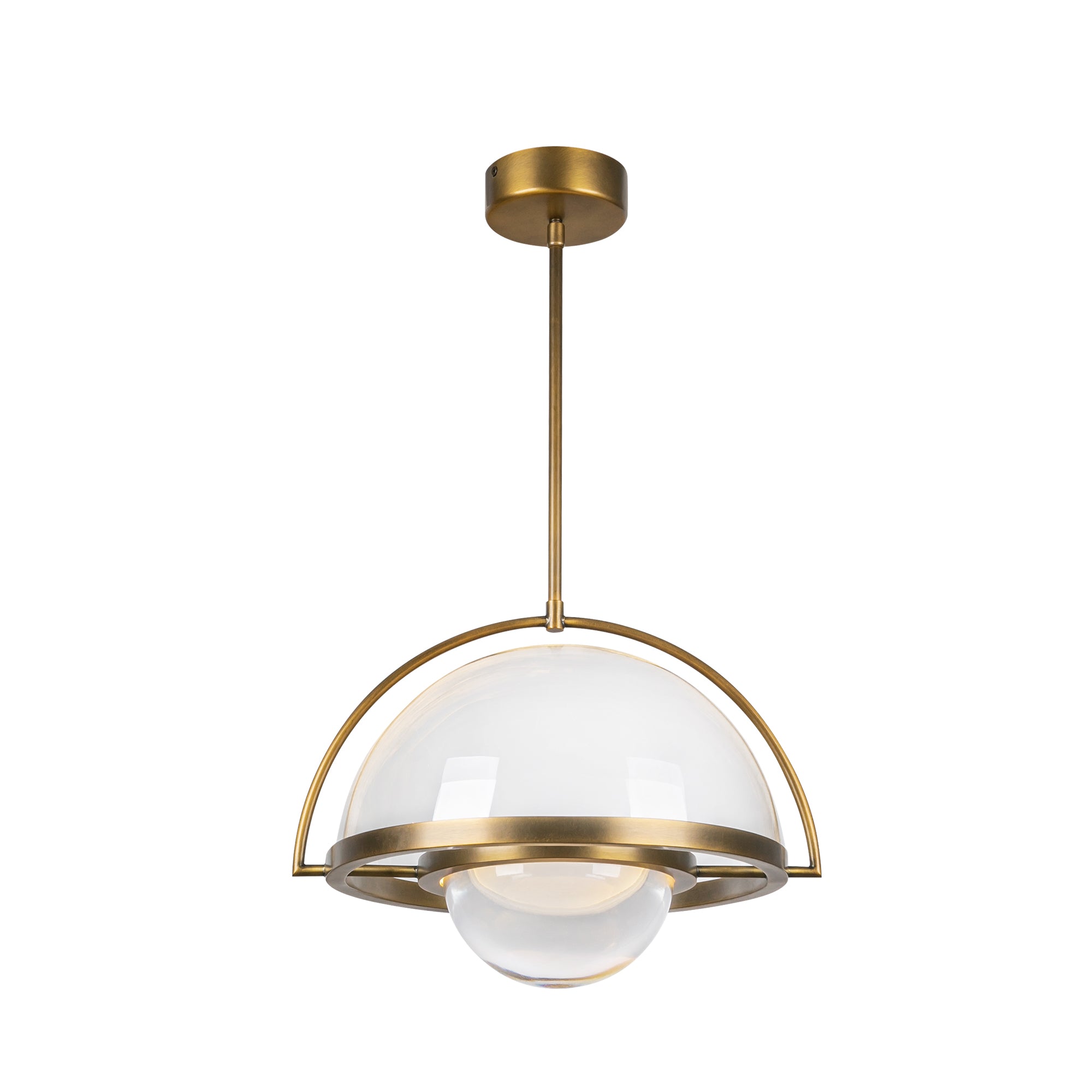 Bowery LED Pendant in Vintage Brass Finish | Kuzco Lighting