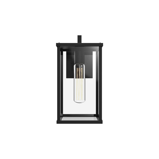Brentwood 12-in Clear Glass/Textured Black 1 Light Exterior Wall Sconce by Alora Lighting | EW652505BKCL | Alora Lighting