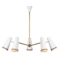 Load image into Gallery viewer, Brickell 45-in Matte White/Hazelnut Leather 5 Lights Chandelier by Alora Lighting | CH342545MWHL | Alora Lighting
