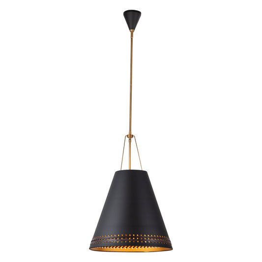 Brickell 20-in Matte Black/Hazelnut Leather 3 Lights Pendant by Alora Lighting | PD342020MBHL | Alora Lighting