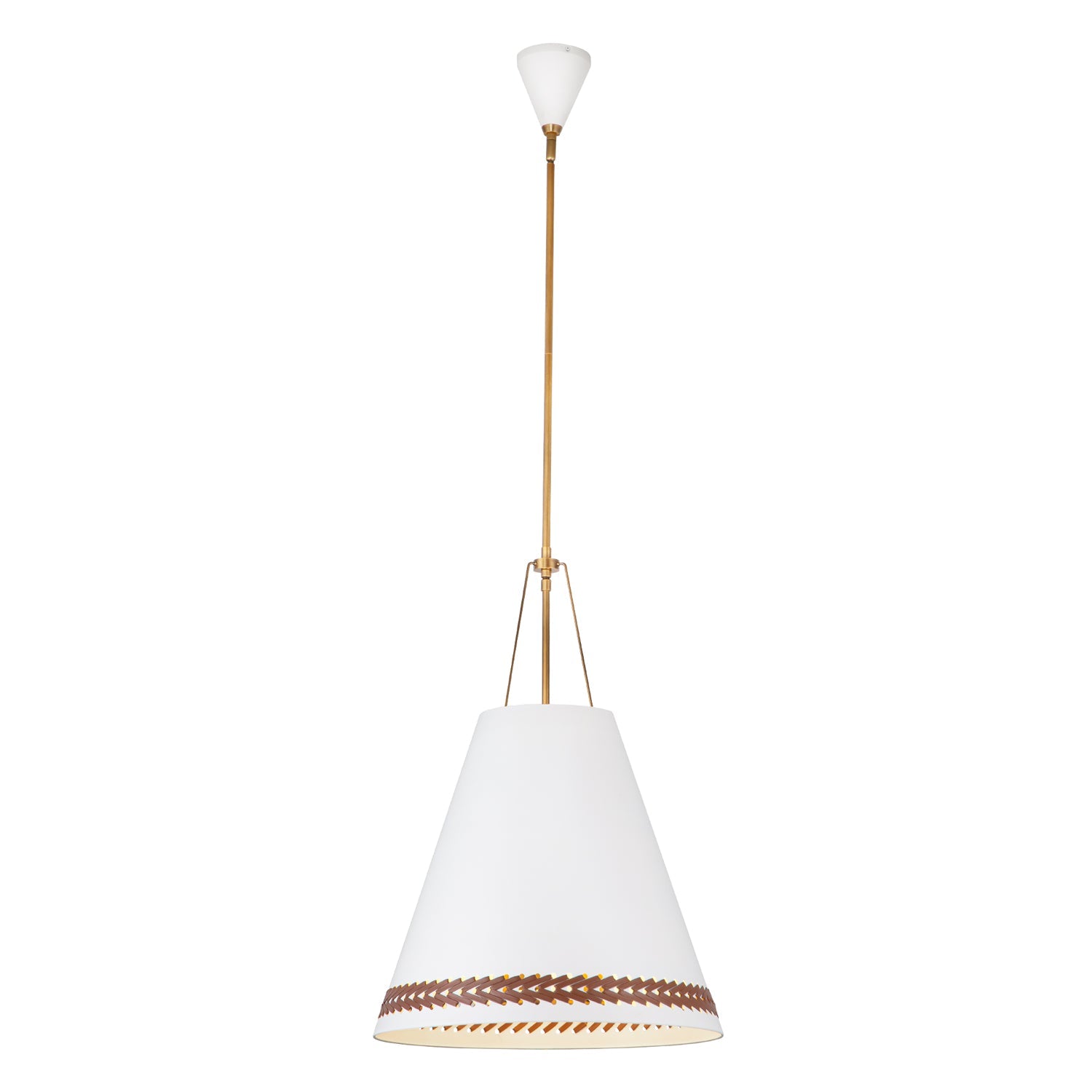 Brickell 20-in Matte White/Hazelnut Leather 3 Lights Pendant by Alora Lighting | PD342020MWHL | Alora Lighting