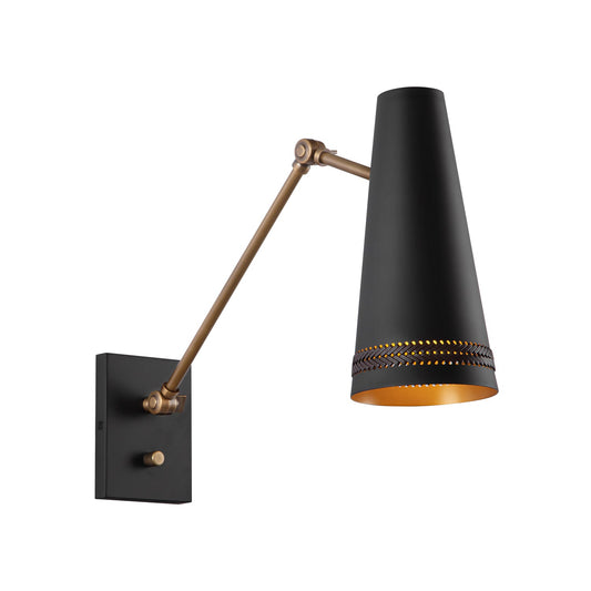 Brickell 5-in Matte Black/Hazelnut Leather 1 Light Wall/Vanity by Alora Lighting | WV342105MBHL | Alora Lighting