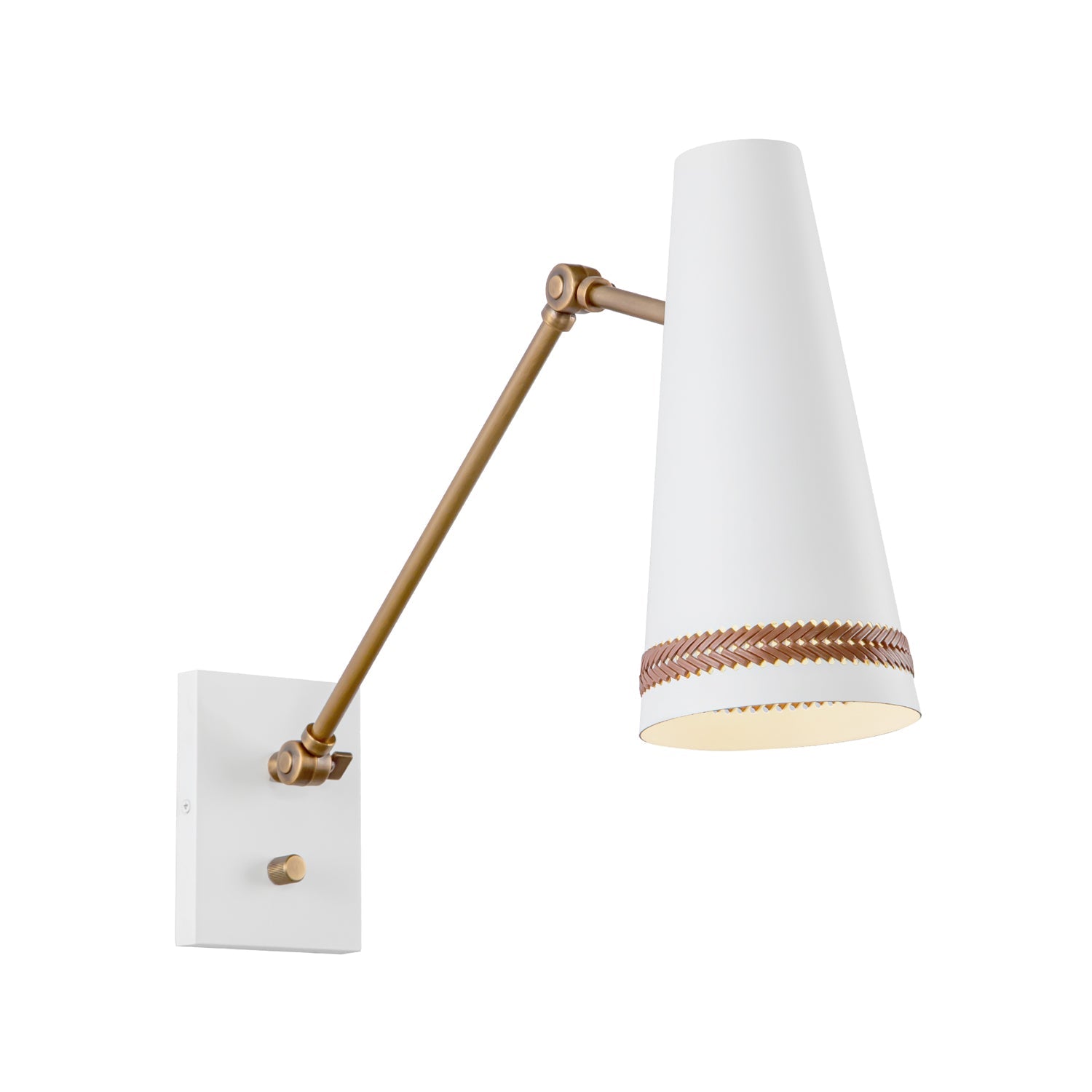 Brickell 5-in Matte White/Hazelnut Leather 1 Light Wall/Vanity by Alora Lighting | WV342105MWHL | Alora Lighting