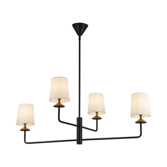 Bridgette 45-in Matte Black/White Linen Socket Chandelier by Alora Lighting | CH497445MBWL | Alora Lighting