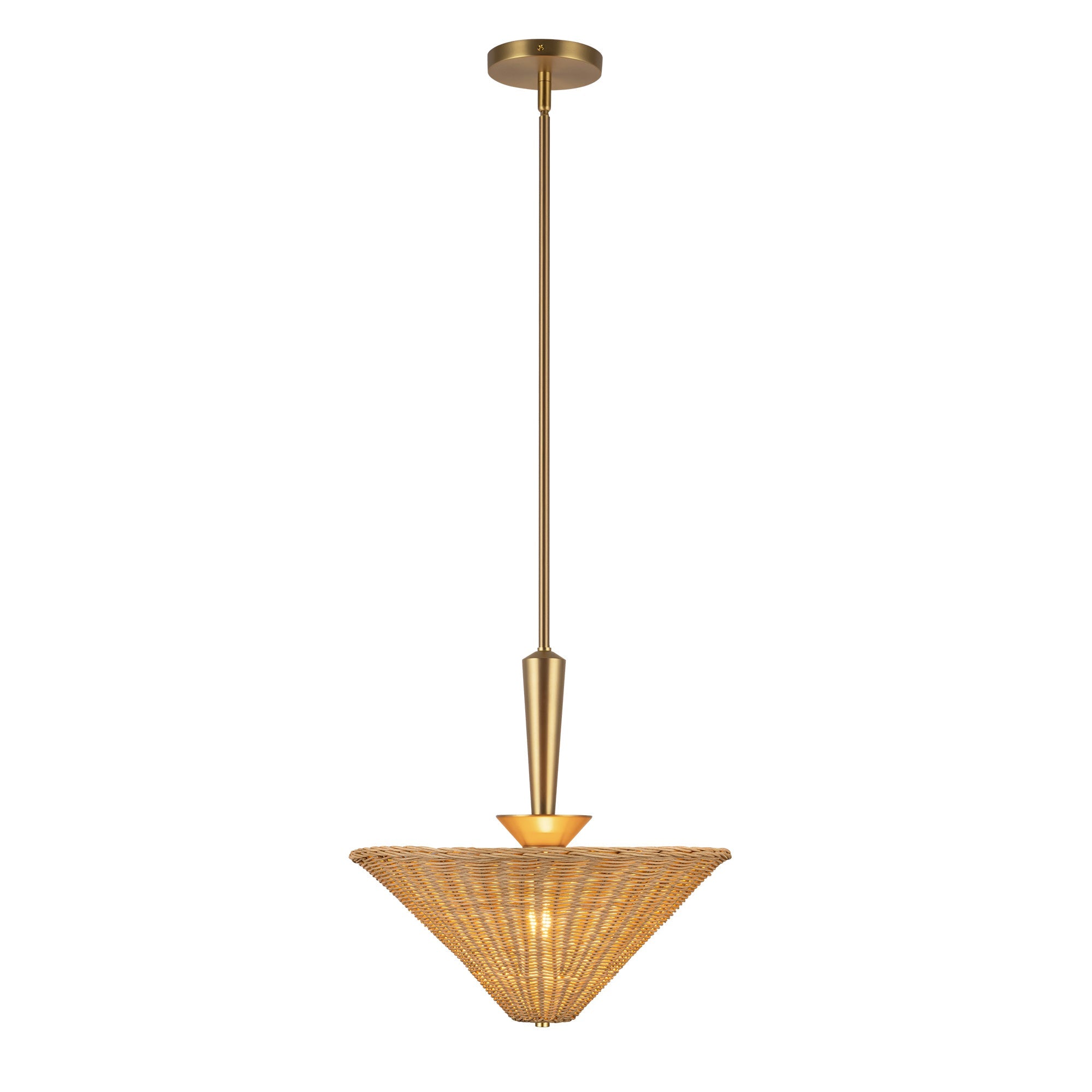 Bridgette 16-in Brushed Gold/Rattan Socket Pendant by Alora Lighting | PD497016BGRA | Alora Lighting