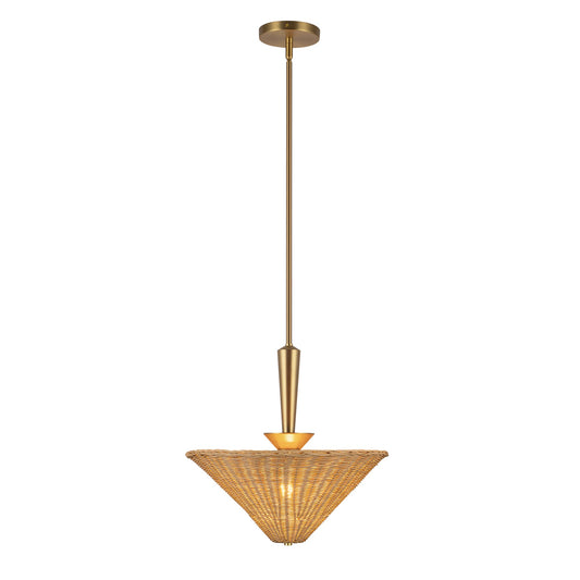 Bridgette 16-in Brushed Gold/Rattan Socket Pendant by Alora Lighting | PD497016BGRA | Alora Lighting