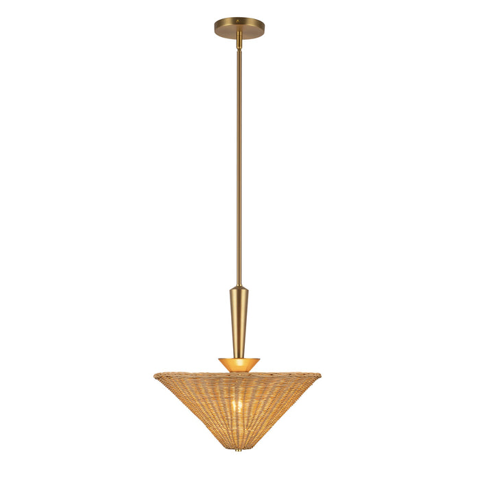 Bridgette 16-in Brushed Gold/Rattan Socket Pendant by Alora Lighting | PD497016BGRA | Alora Lighting