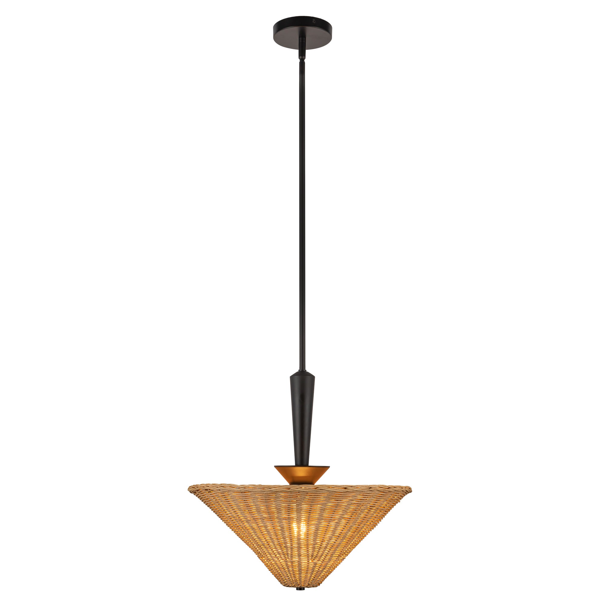 Bridgette 16-in Matte Black/Rattan Socket Pendant by Alora Lighting | PD497016MBRA | Alora Lighting