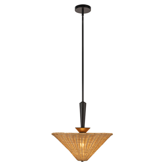 Bridgette 16-in Matte Black/Rattan Socket Pendant by Alora Lighting | PD497016MBRA | Alora Lighting