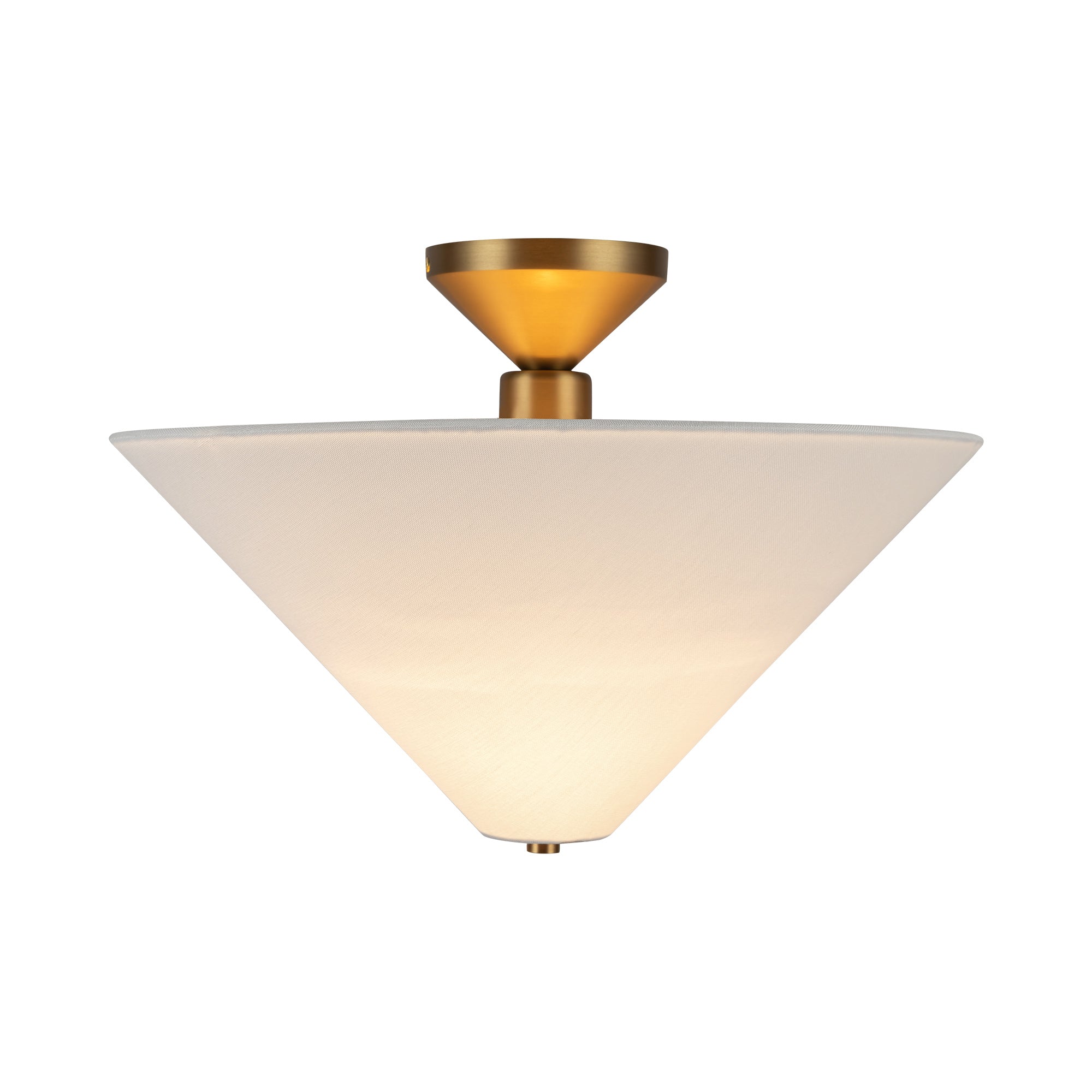 Bridgette 16-in Brushed Gold/White Linen Socket Semi-Flush Mount by Alora Lighting | SF497016BGWL | Alora Lighting