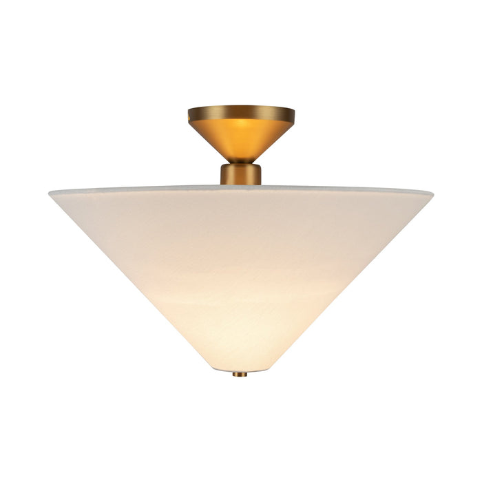 Bridgette 16-in Brushed Gold/White Linen Socket Semi-Flush Mount by Alora Lighting | SF497016BGWL | Alora Lighting