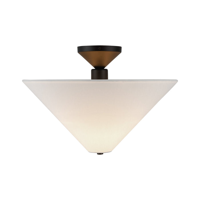 Bridgette 16-in Matte Black/White Linen Socket Semi-Flush Mount by Alora Lighting | SF497016MBWL | Alora Lighting